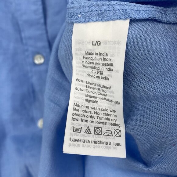 J.Crew Women's Size L Blue Linen Blend Button Up Long Sleeve Shirt NWT AL522 - Picture 9 of 10